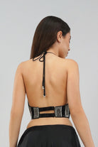 Ruche Crop Top Halterneck Backless Heritage Black
