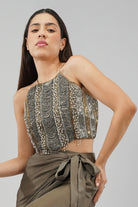 Ruche Crop Top Halterneck Fullback Antique Gold Antique Silver
