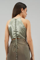 Ruche Crop Top Halterneck Fullback Antique Gold Antique Silver