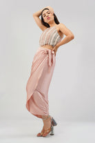 Ruche Crop Top Halterneck Fullback Rose Quartz Pink With Tulip Freesize Full Length Wrap Skirt Rose Quartz Pink