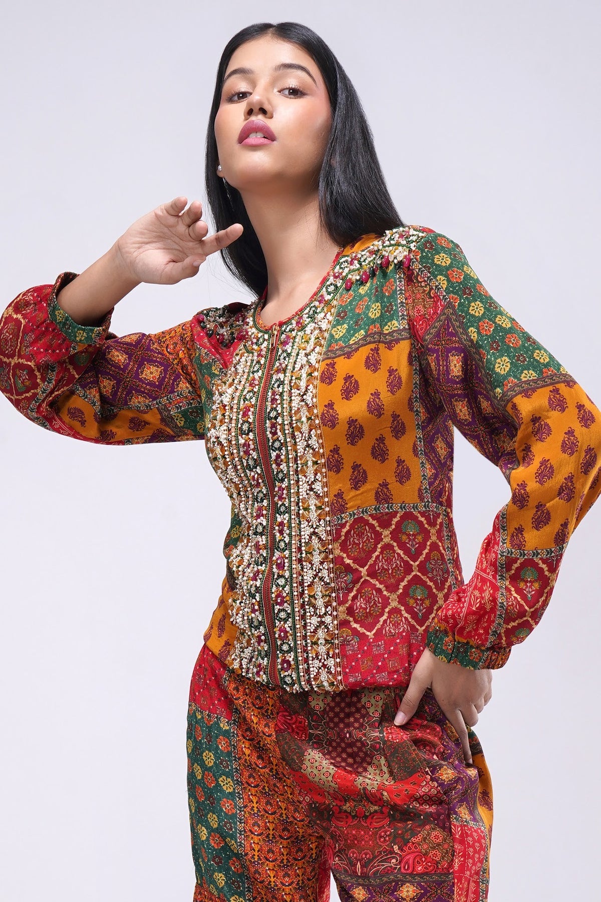Sachi Bomber Jacket Ruby Red Emerald Green Multi