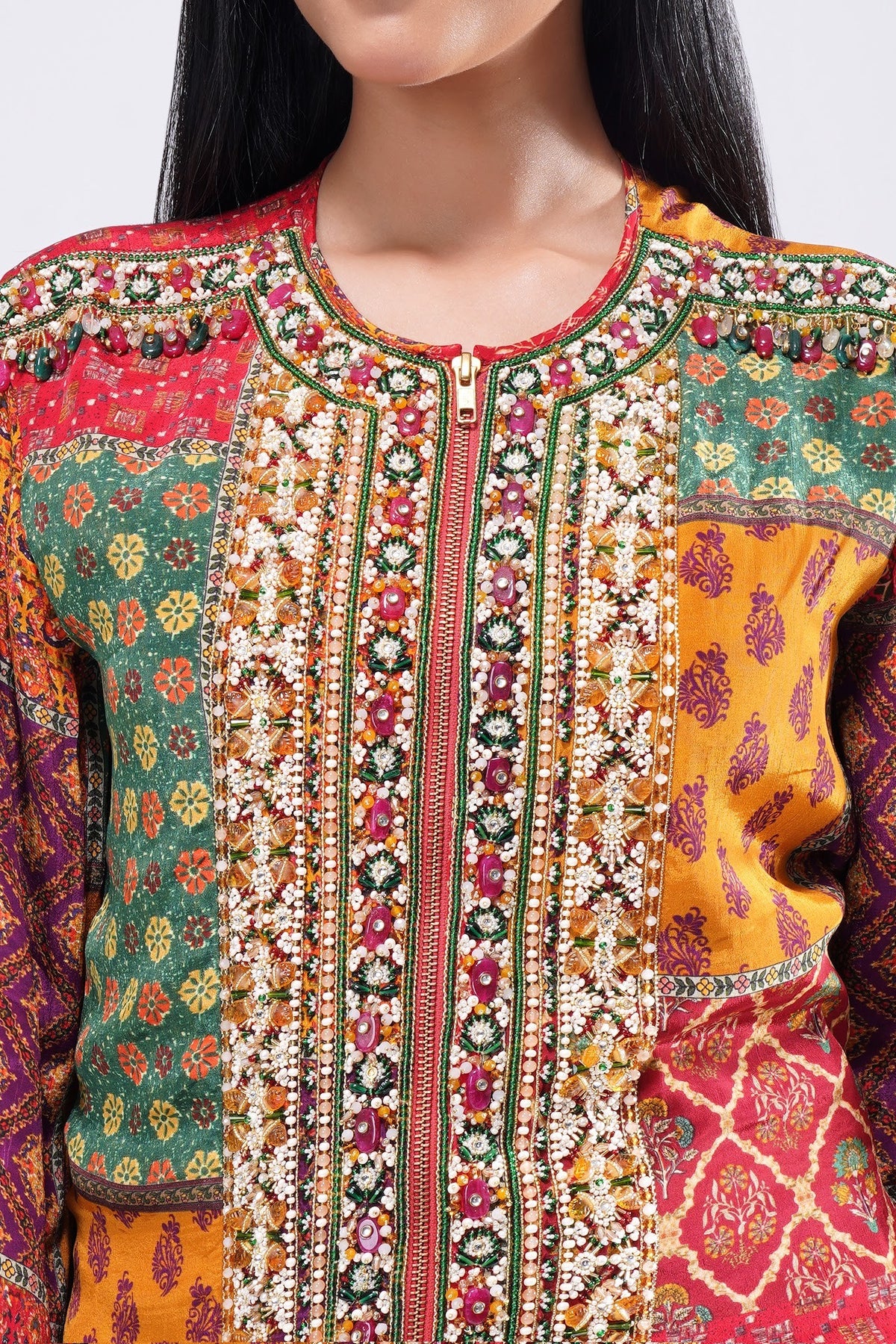 Sachi Bomber Jacket Ruby Red Emerald Green Multi