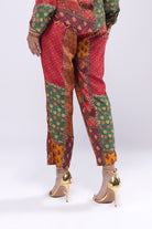 Sachi Cigarette Pant Full Length Ruby Red Emerald Green Multi