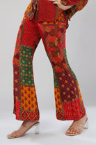 Sachi Flare Pant Ruby Red Emerald Green Multi