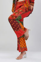 Sachi Flare Pant Ruby Red Emerald Green Multi