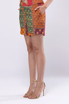 Sachi Loose Fit Knee Length Shorts Ruby Red Emerald Green Multi
