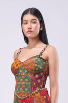 Sachi Strap Corset Full Length Princess Cut Bustier Ruby Red Emerald Green Multi