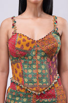 Sachi Strap Corset Full Length Princess Cut Bustier Ruby Red Emerald Green Multi