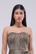 Zeba Crop Top Sleeve Less Bustier Antique Gold Antique Silver