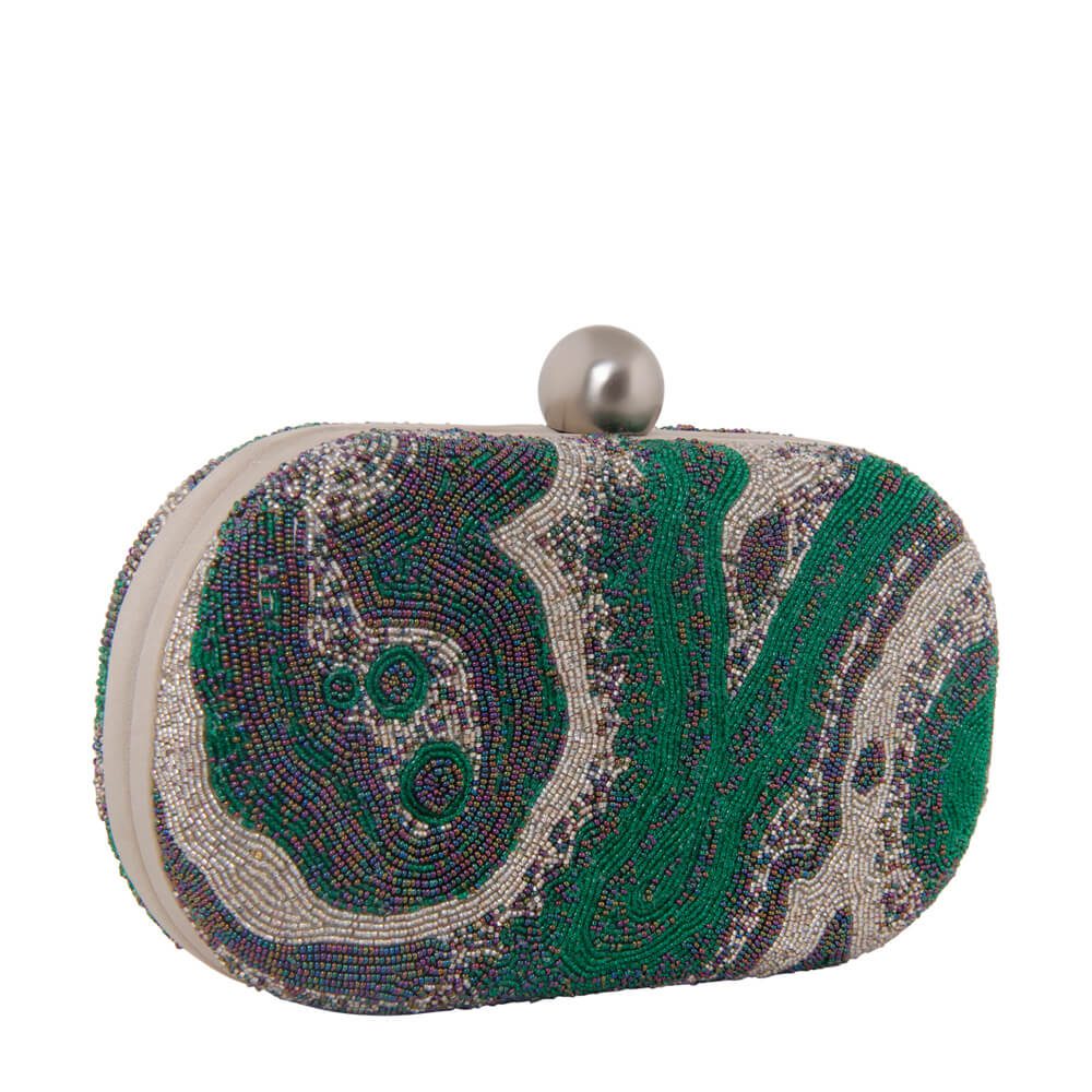Gemstone Oval Clutch Emerald Green | Lovetobag
