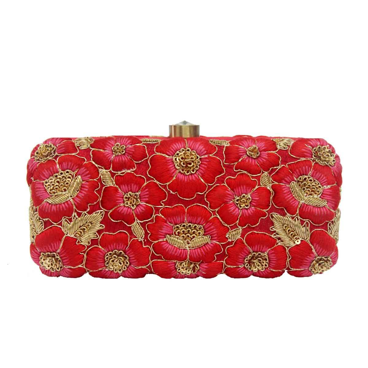 Crimson_Red_Bouquet_Clutch | Lovetobag