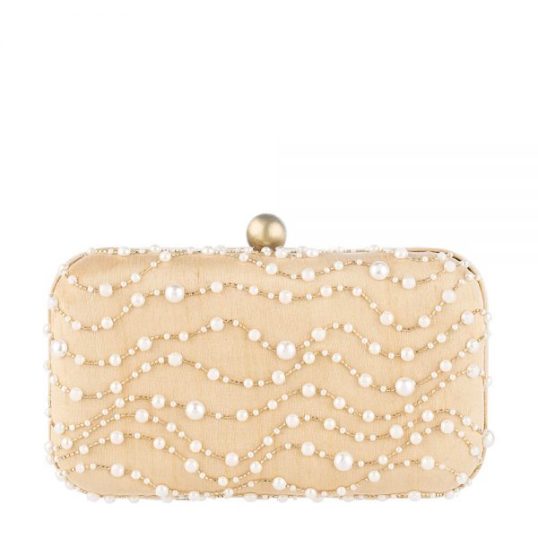 Mehtab Box Clutch Champagne Beige | Lovetobag