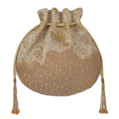 Eclat Potli Peerless Gold With Handle | Lovetobag