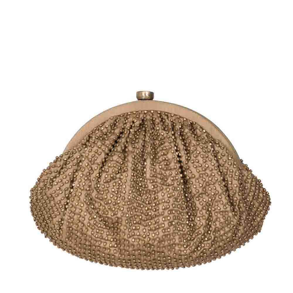 Metal Beads Soft Pouch Peerless Gold | Lovetobag