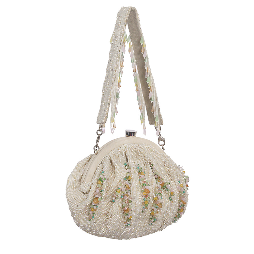 Nora Soft Pouch Pristine Ivory MULTI With Handle | Lovetobag